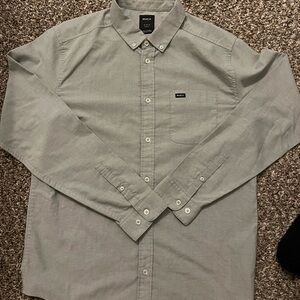 RVCA Men's Light Gray Casual Button-Down Shirt